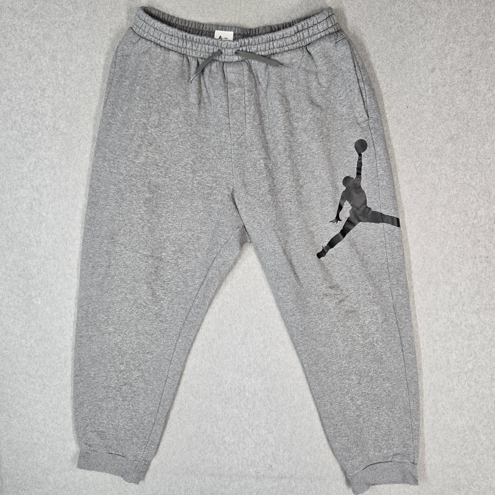 Jordan Men Activewear Pants XL Gray Joggers Jumpman Logo Fleece 27" Inseam